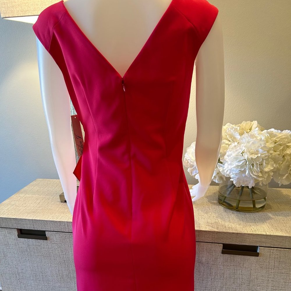 Eliza J Cap Sleeve Drape Crepe Sheath Dress - Picture 7 of 8
